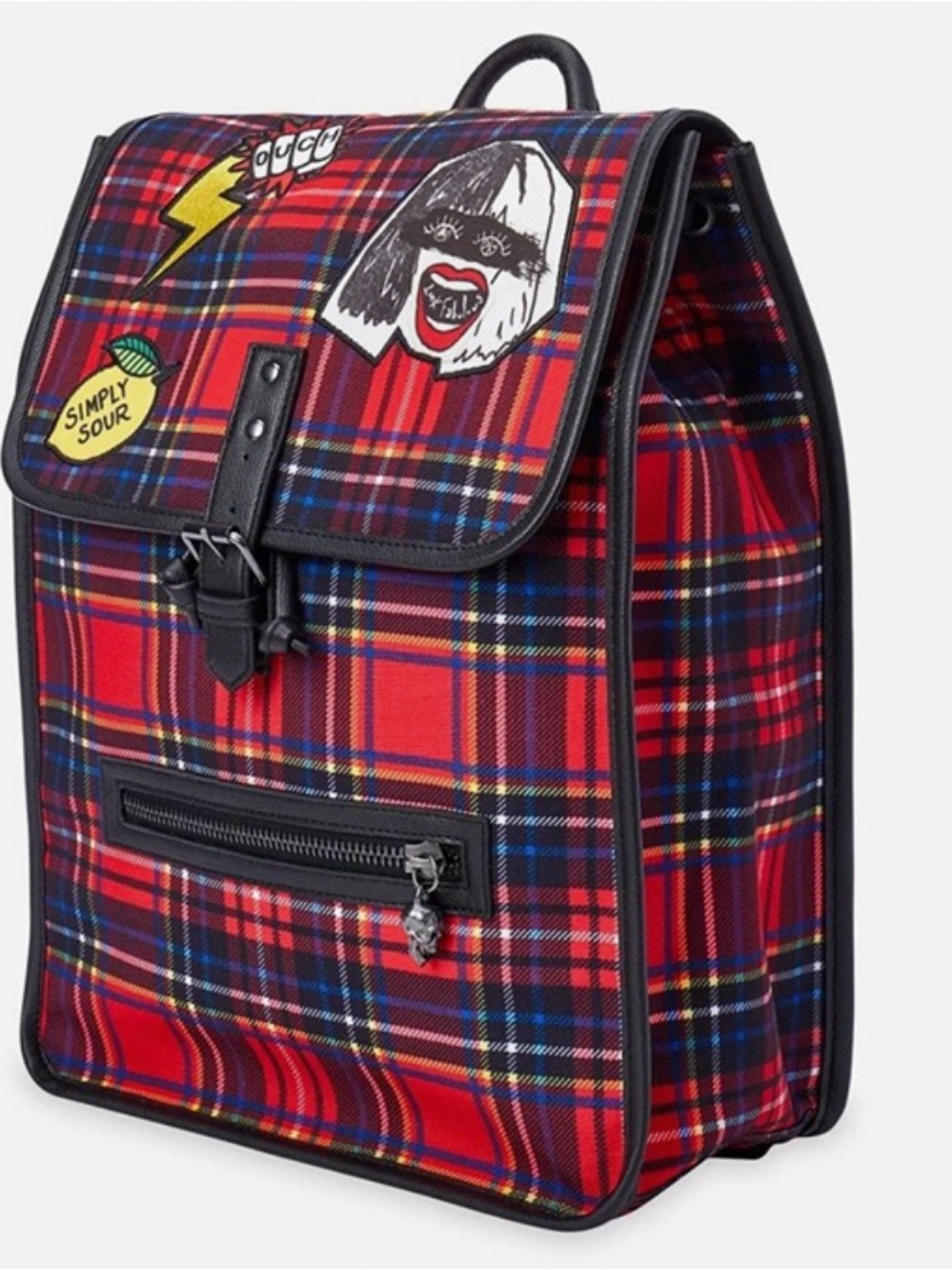 NWOT Disney Cruella DeVille Red Black Plaid Backpack